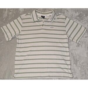 Oakley Shirt Men's XL White Golf Polo Striped Preppy Tenniscore Sport Luxe